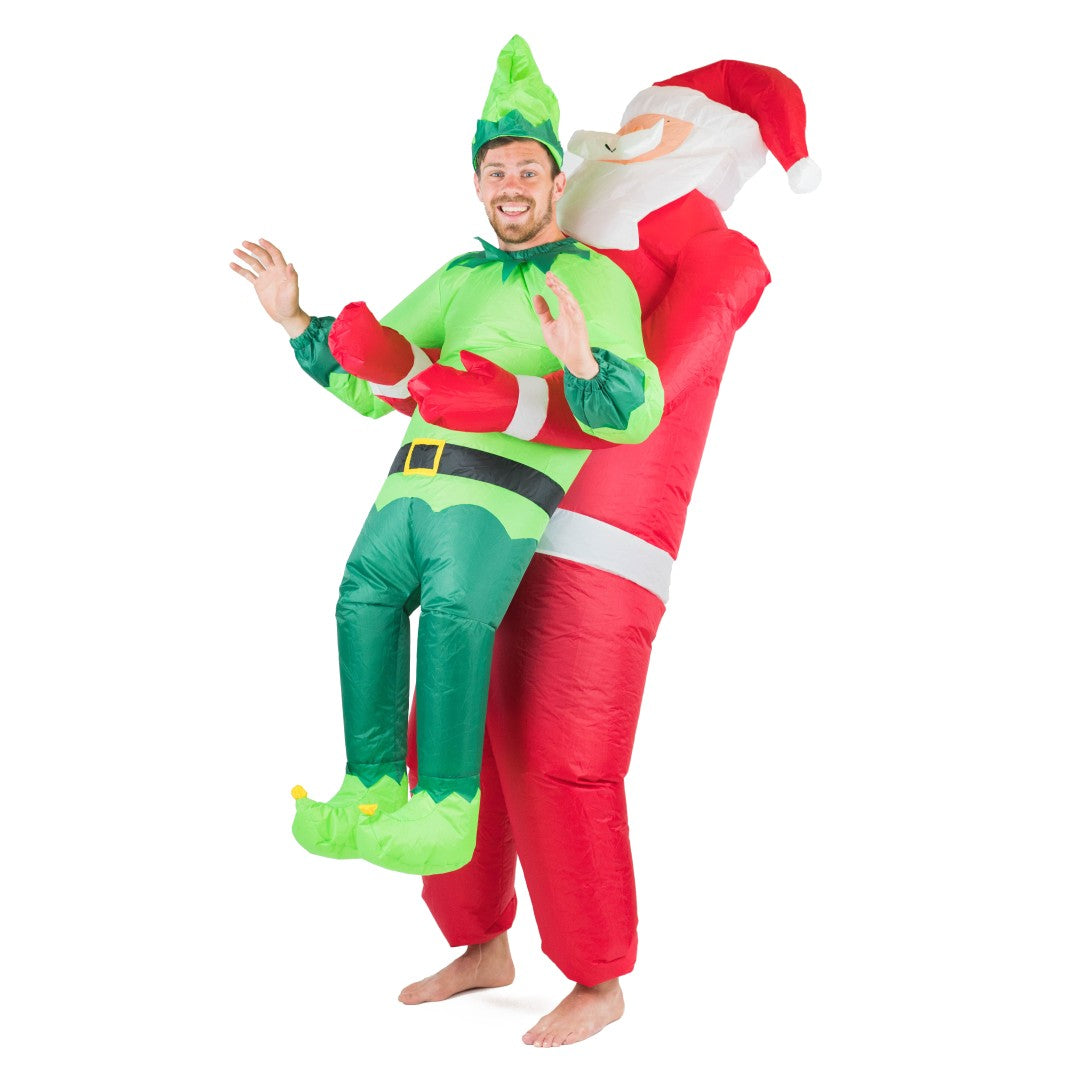 Costume de Père Noël et Elfe gonflable pour adulte
